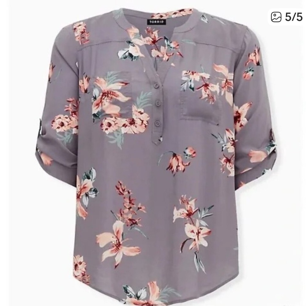Torrid Harper Grey Floral Challis 00